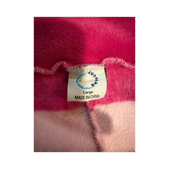 Cheshire Cat Hooded Fleece Costume Pajamas W/ Pockets Pink & Fuchsia Stripes Siz - Picture 6 of 6